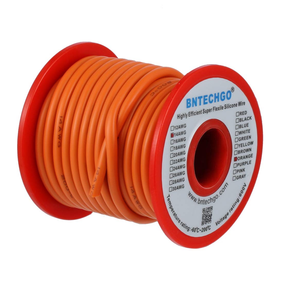 BNTECHGO 14 Gauge Silicone Wire Spool 25 ft Black Flexible 14 AWG Stranded Tinned Copper Wire — image 1