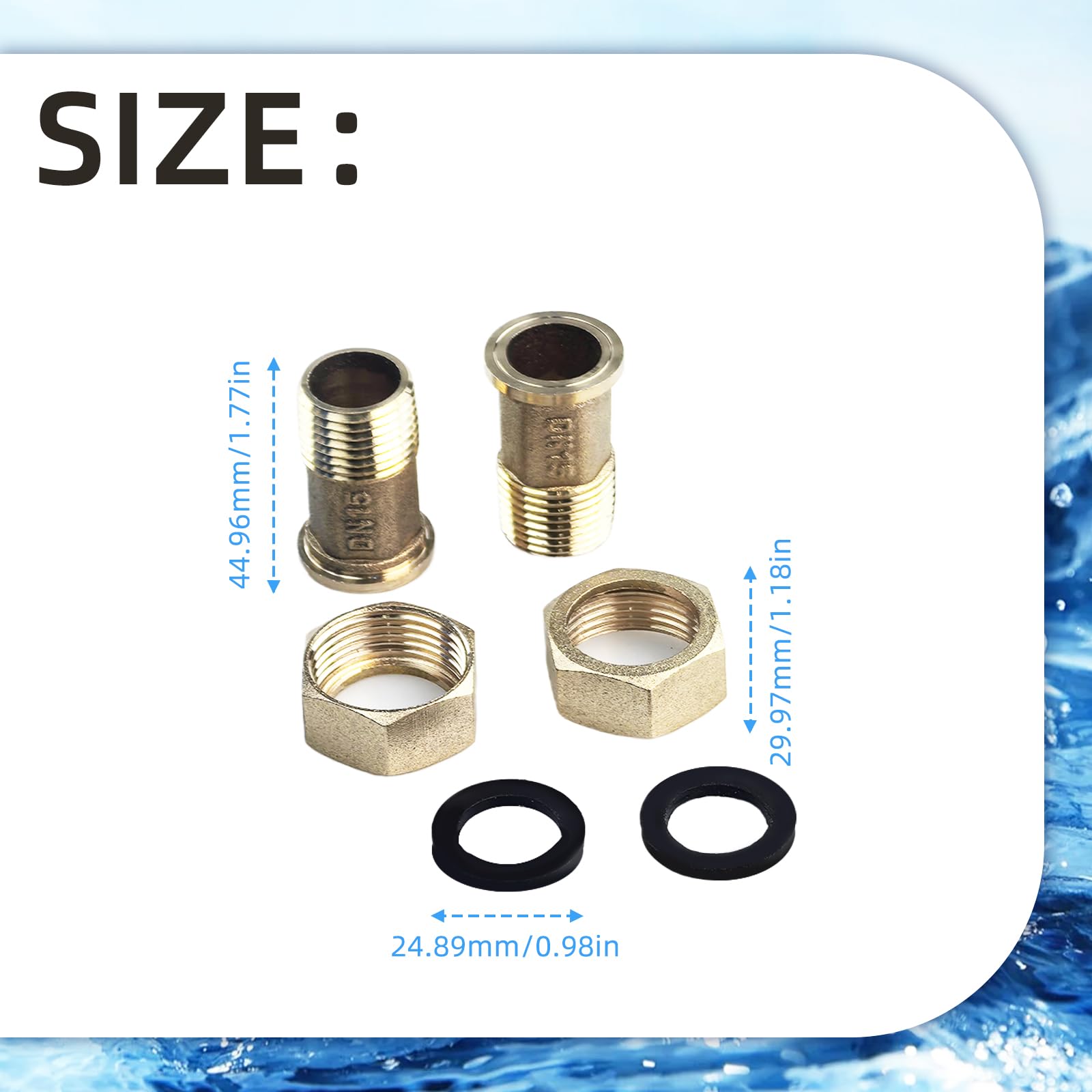 Medidor de Agua para jardín de 1/2 Pulgada, 15 mm, medidor de Agua fría calibrado con Cubierta Protectora y Accesorios, para Uso doméstico y en jardín con Puntero y Pantalla Digital