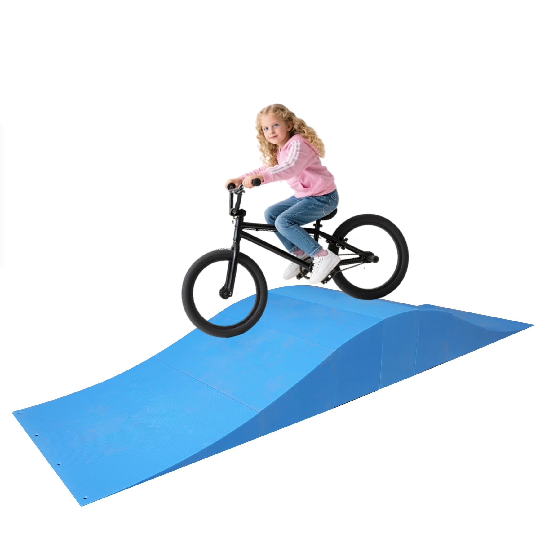 Wave Skateboard Ramp & Kids Bike Ramp - Modular Design for Custom Configurations |Durable Scooter Ramps for Kids with Non-Slip Surface | Perfect for Backyard, Park (Blue, 70.87?X 9.69?X7.87?)