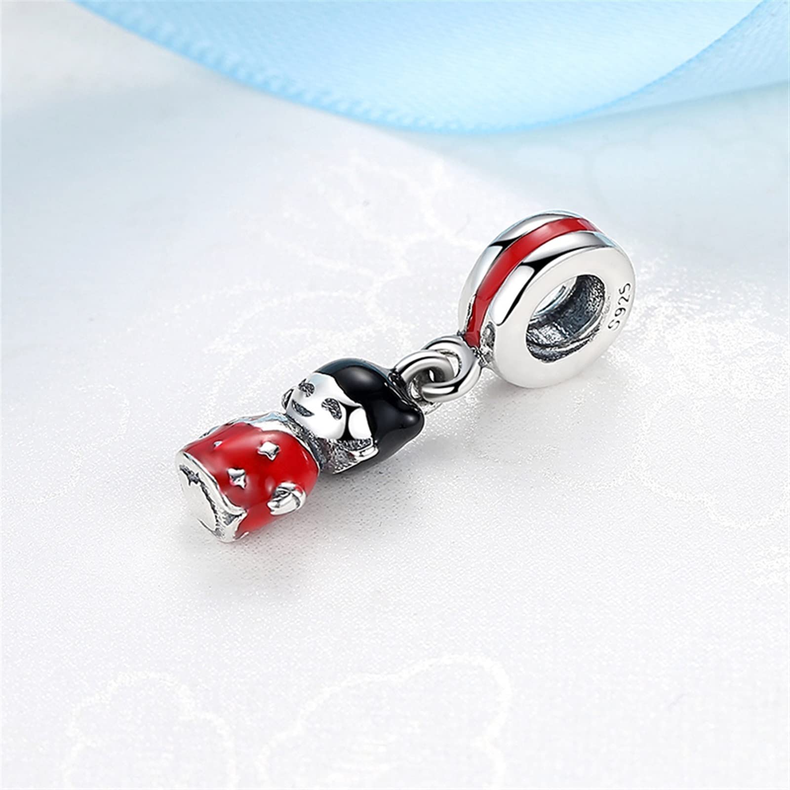 925 Argento Bead Charms Smalto Rosso Carino Ragazza Pendente Perline Charms Adatto Bracciali Collane Gioielli Diy 1 Pz, SUNCN