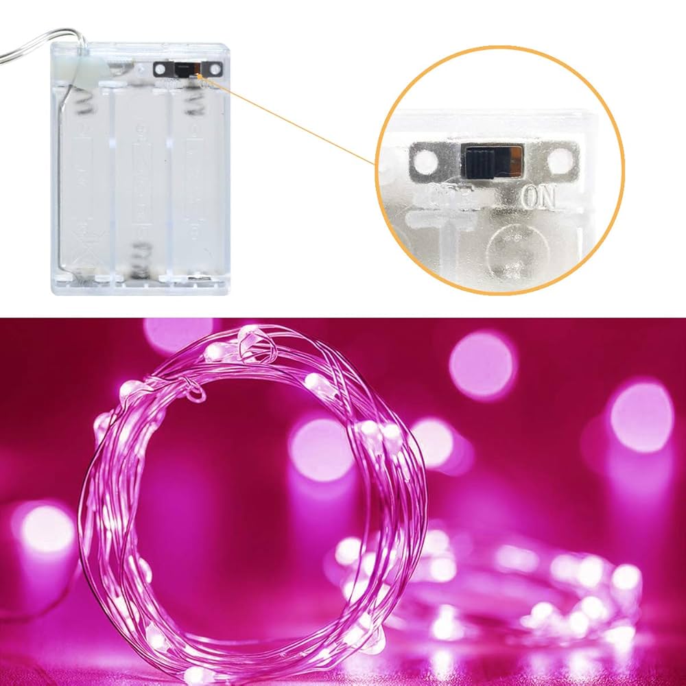 Cshare Pink Fairy Lights For Bedroom, String Lights Battery Operated 9