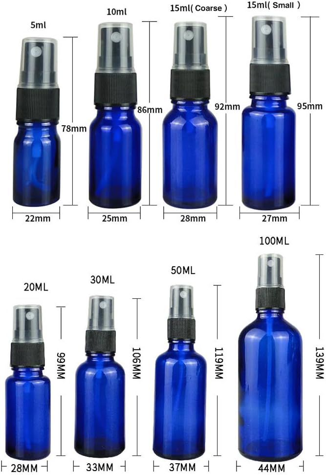 Katutude 20 PackEssential Oil Spray Bottle 30ml Fine Mist Spray Bottles with Plastic Sprayer Mini Empty Glass Spray Bottles Perfume Refillable Containers Travel Makeup Skincare Spray Bottles