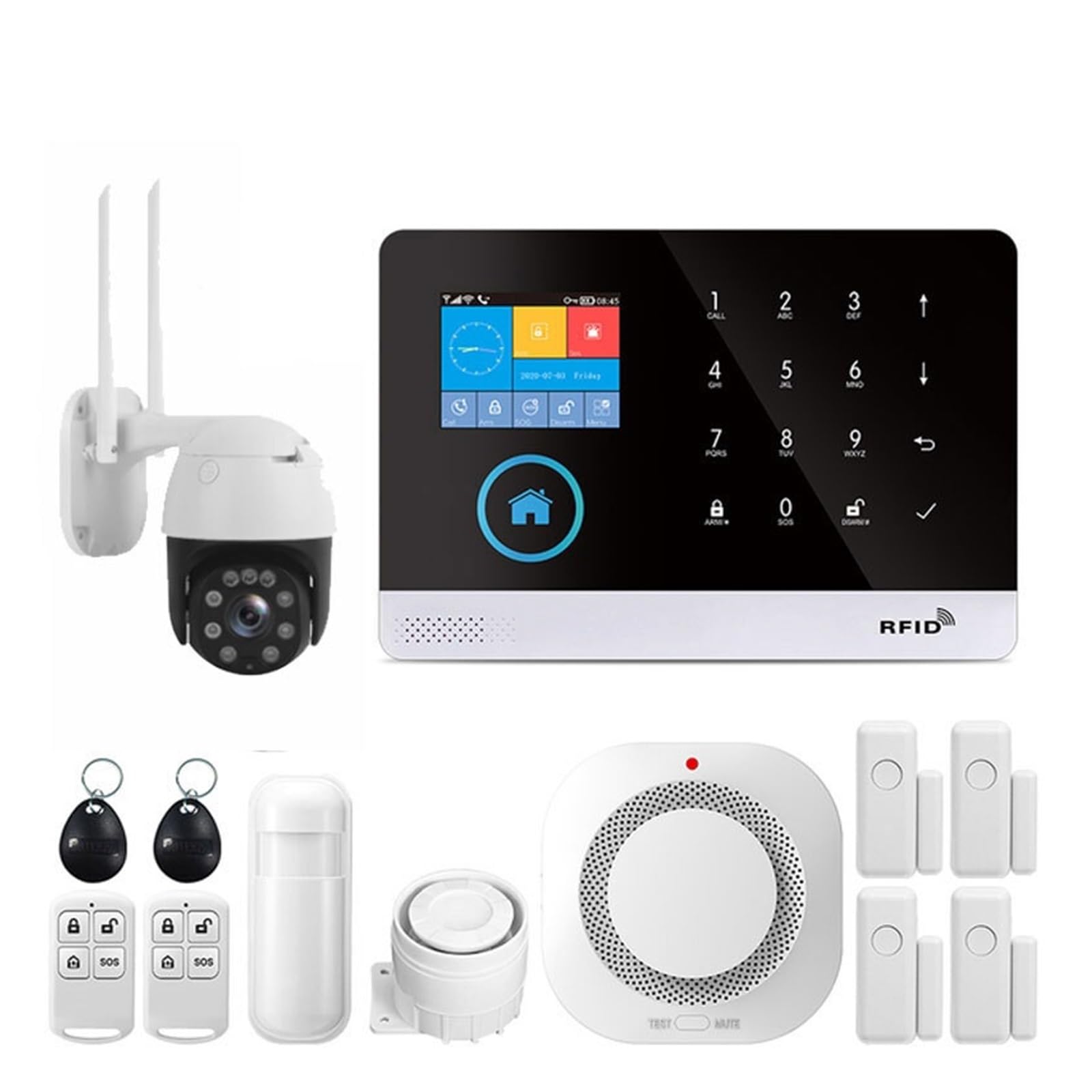Sistema di Allarme di Sicurezza Domestica, di Allarme for la Sicurezza antifurto Domestica 433 MHz gsm Allarme Wireless Tuya Smart House App Control(Set 4)