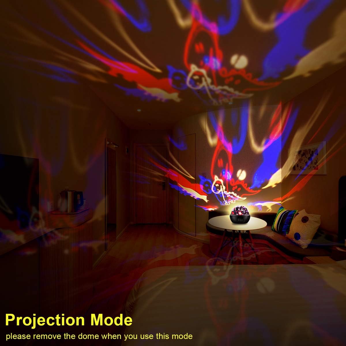 iAVO Dinosaur Projector Lamp with Projection Mode and Night Light Mode. 360° Rotation LED Night Lights with 9 Colors, Black