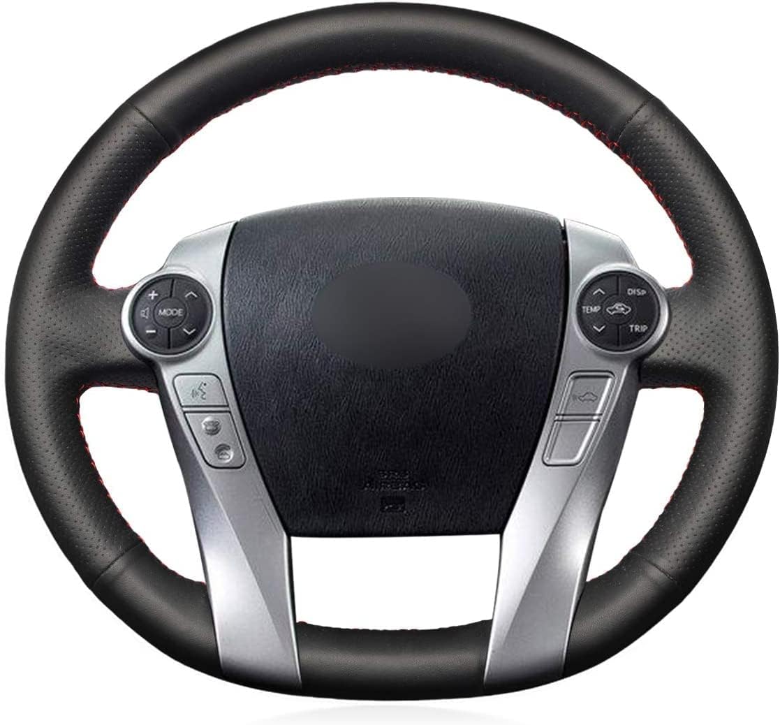 MEWANT Customized Hand-stitched DIY Black Artificial Leather Car Steering Wheel Covers Wrap For Prius 30(XW30) Prius+ Prius C Prius Aqua