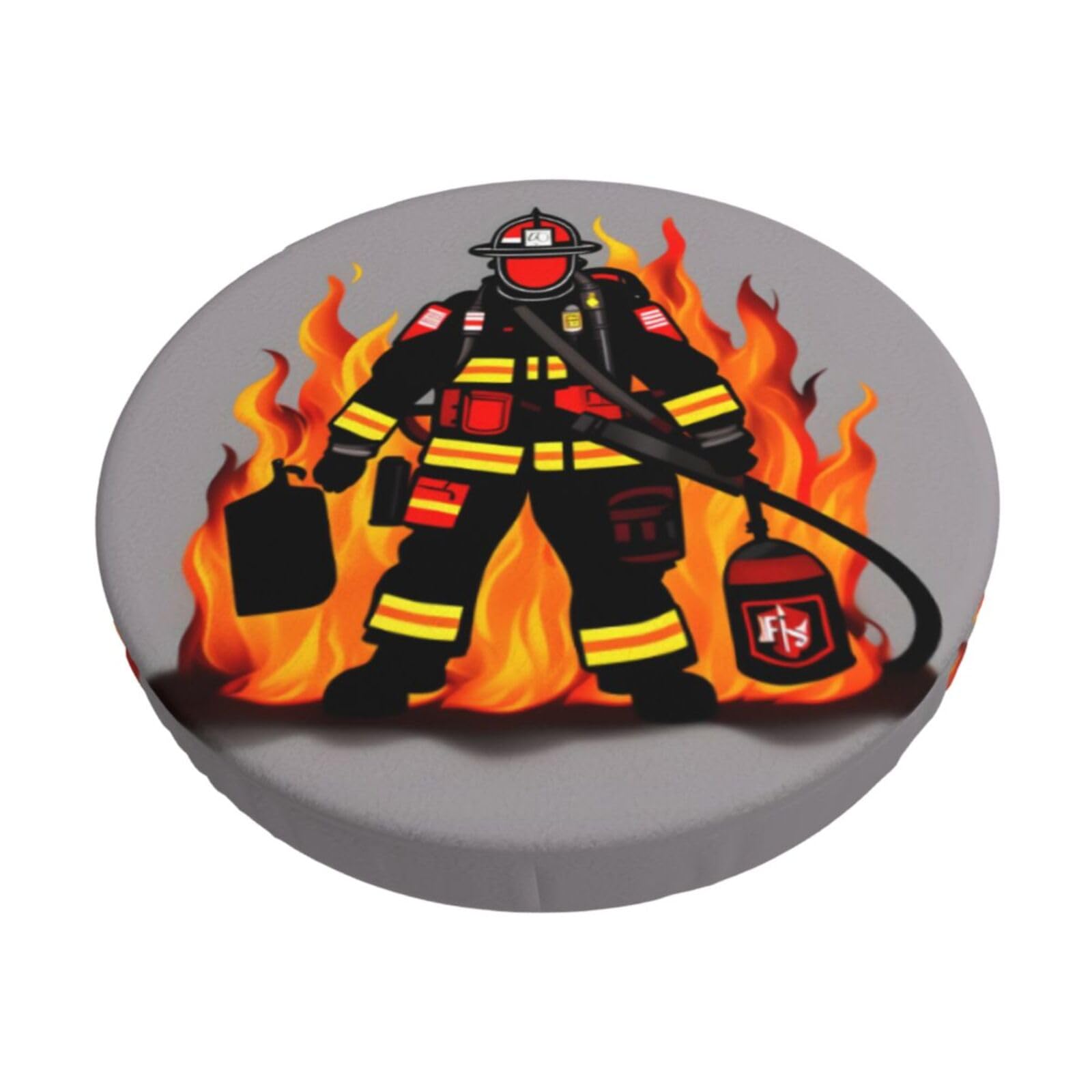 PUYhgb Firefighter Fireman Print Round Bar Chair Cushion Cover, Home Decorative Seat Cover For Home Kitchen Dining