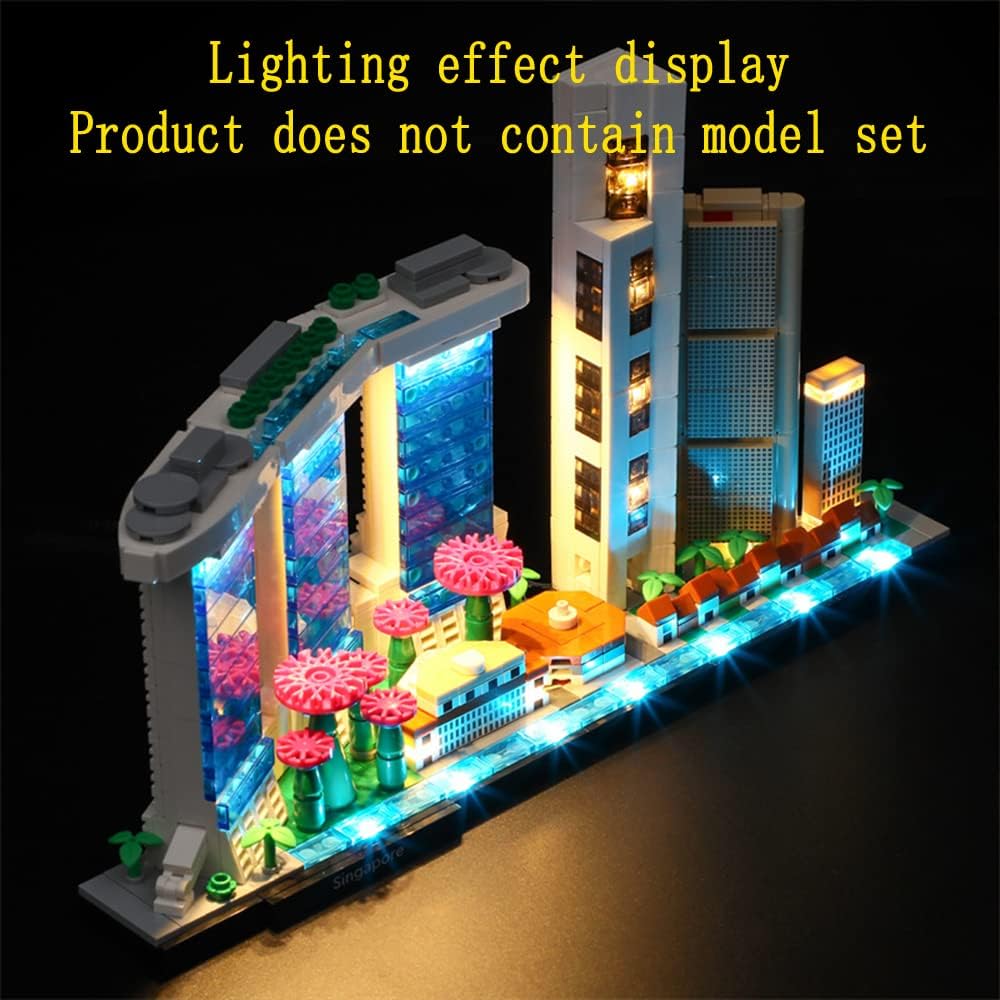 GEAMENT LED Light Kit Compatible with Lego Singapore - Lighting Set for Architecture 21057 Building Model (Model Set Not Included)