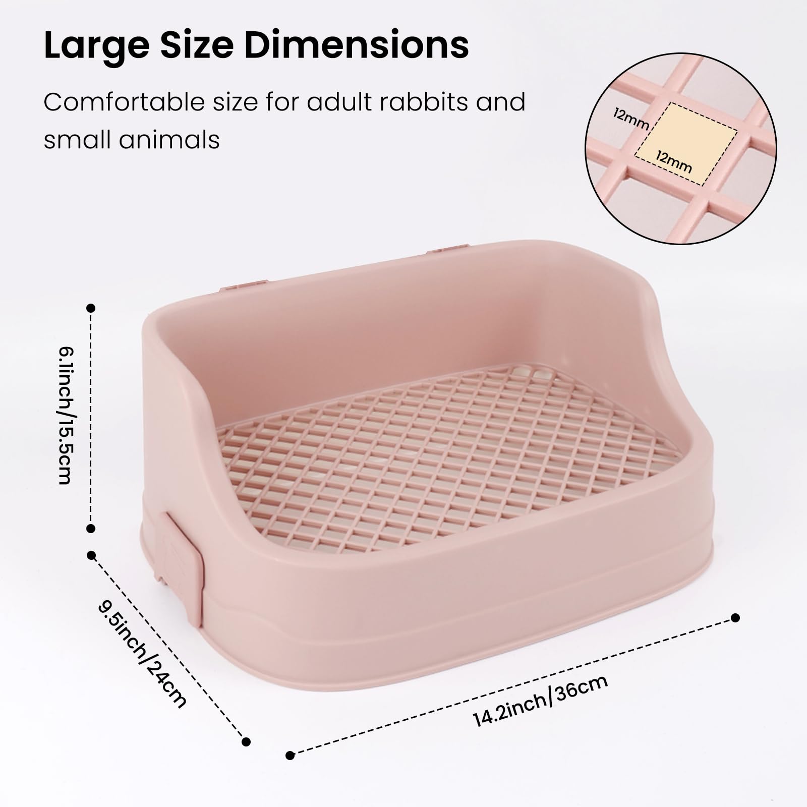 Large Rabbit Litter Box, Bunny Litter Box with Removable Top and Bottom, Corner Bunny Potty Training Litter Pan, Small Animal Toilet for Adult Rabbits, Guinea Pig, Hamster, Pink - image 3
