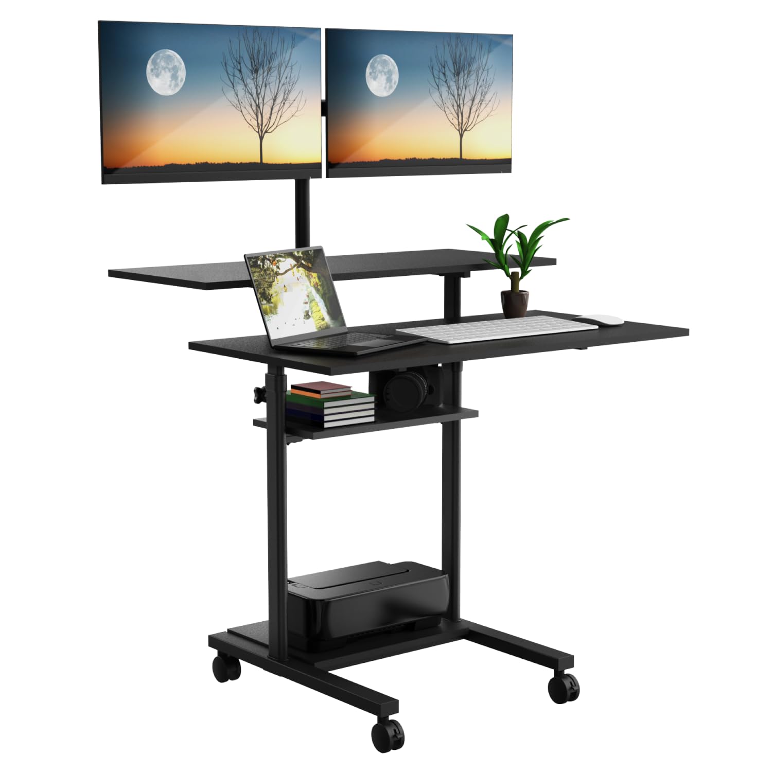Over Bed Table With Wheels, Foldable Side Table, Rolling Bedside Table, Standing Desk Wirth Adjustable Height, Computer Workstations For Home Office - View #8