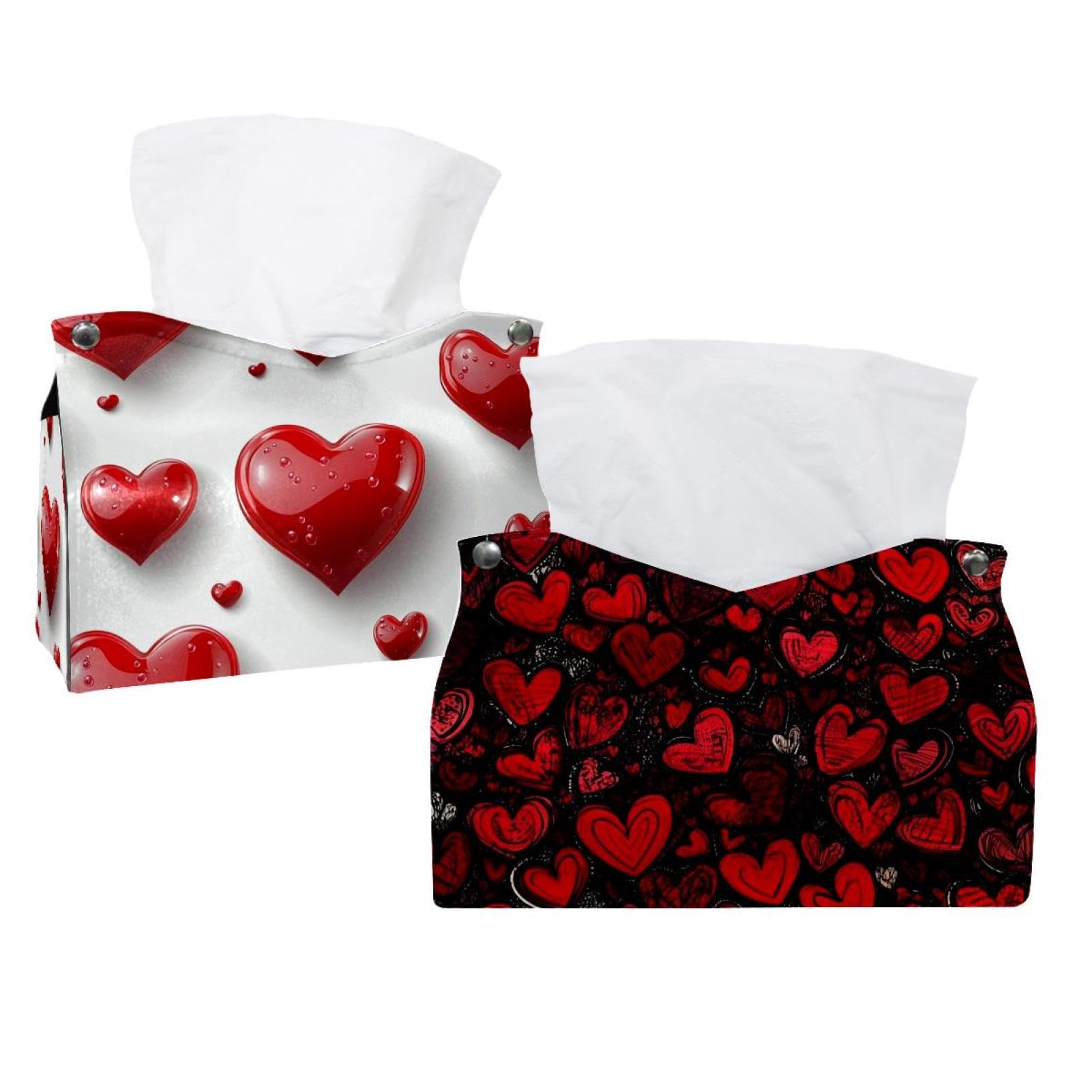Boîte à mouchoirs cœurs rouges Barth pour masquer les emballages jetables sur vos tables
