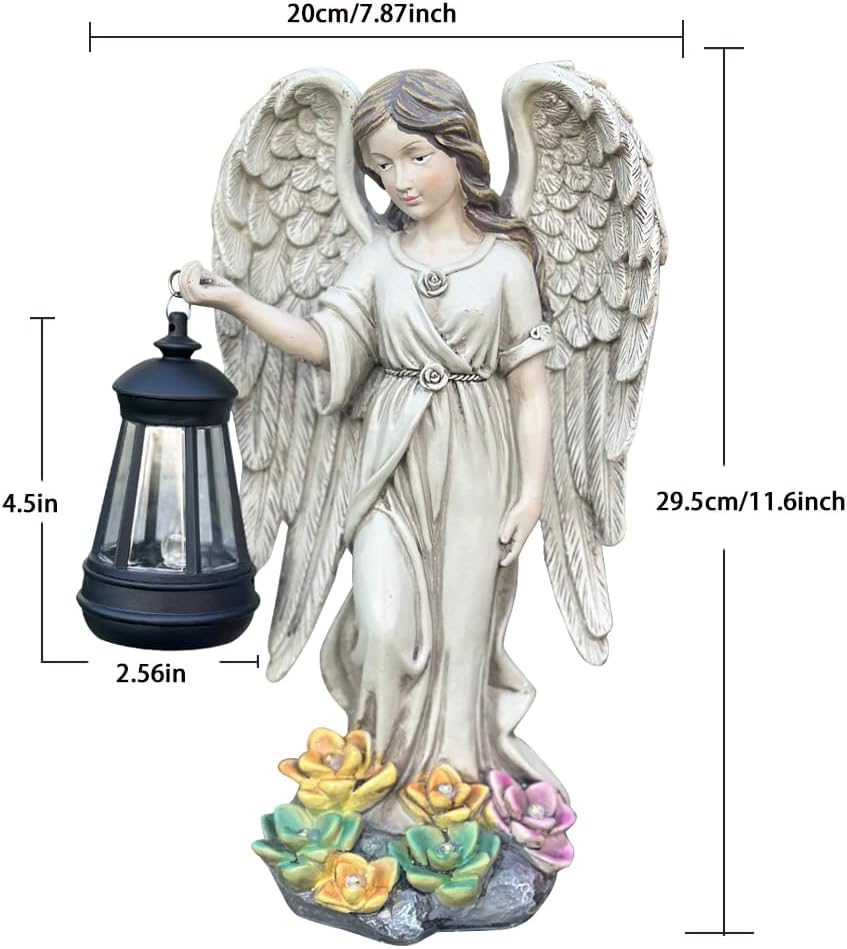 Solar Angel Outdoor Garden Decor Statues – 11.6 inches Outdoor Sculptures with Solar Light,for Outside Yard Art Patio Balcony Front Lawn Ornaments Gifts for Mom Grandma Women