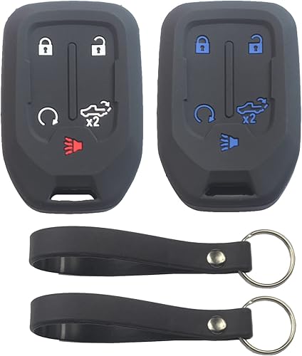 Miniatura 9 de 2 fundas de silicona de goma con 4 botones para llavero inteligente, protector de piel sin llave con llavero compatible con Chevrolet Chevy