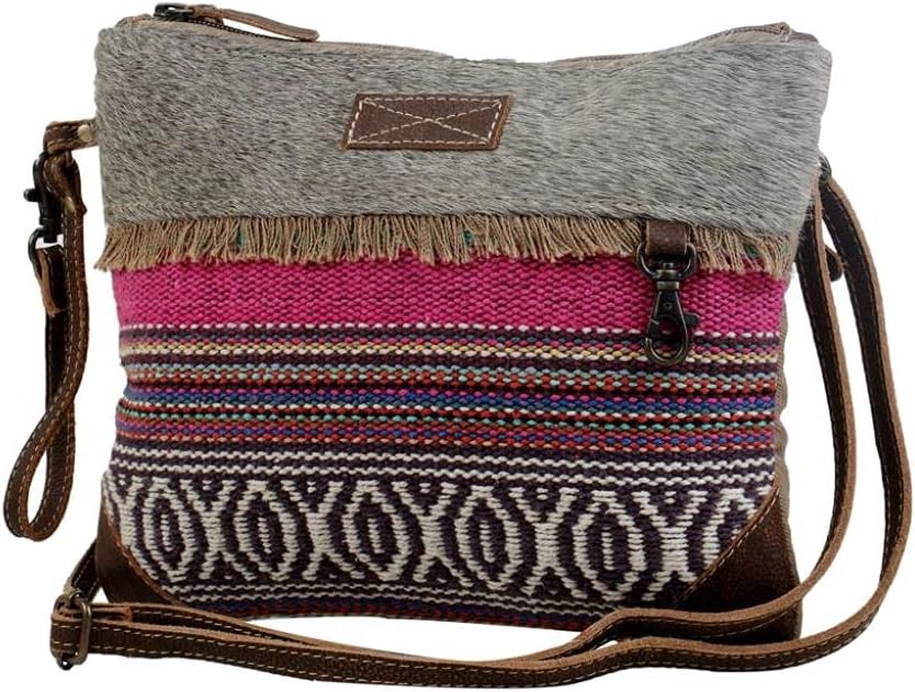 Myra Bag Laced Small & Cross-Body Bag Upcycled Cotton & Hair Leather S-2920