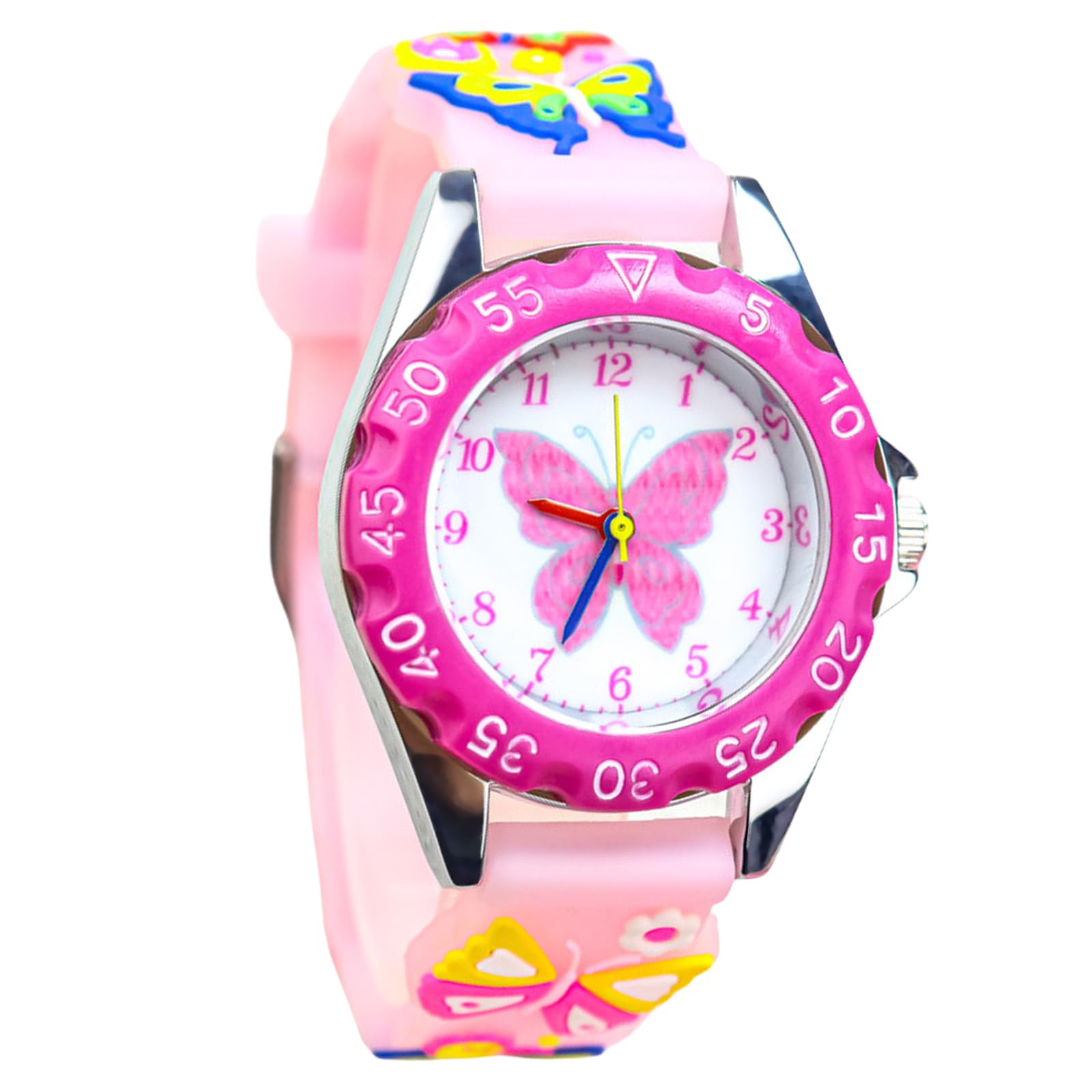 Reloj Infantil Niña, Mariposa Reloj Analogico Niños, Pulsera de Silicona Suave, Impermeable, Aprender La Hora, FáCil De Leer 3-13 Años, Regalo de Cumpleaños