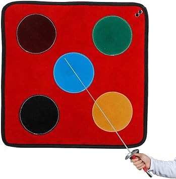Fencing Target for Saber Foil and Epee with Five Bullseye, Fencing Training Equipment for Fencing Gym Training and Self-TrainingRed