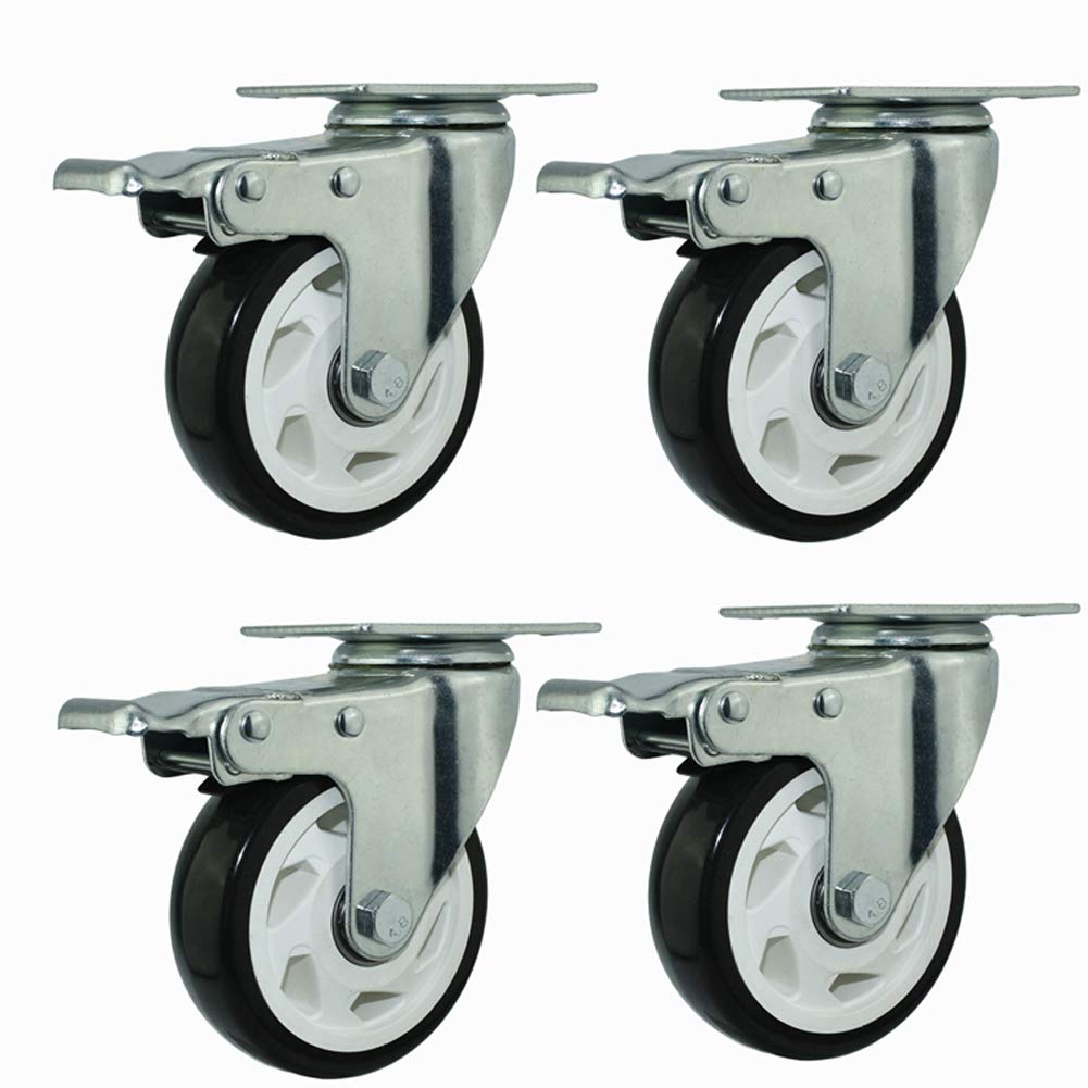 Dfhesdfd One Color Swivel Castors, 4 Inches 100Mm Pu With Brake 440Kg Swivel For Industrial Transport Workbench Trolley Pcs