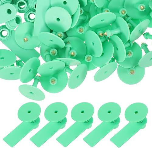 Miniatura 1 de 100 juegos de etiquetas de oído de ganado en blanco, etiquetas de identificación de animales de TPU verdes para ganado, ovejas, cabras, cerdos y