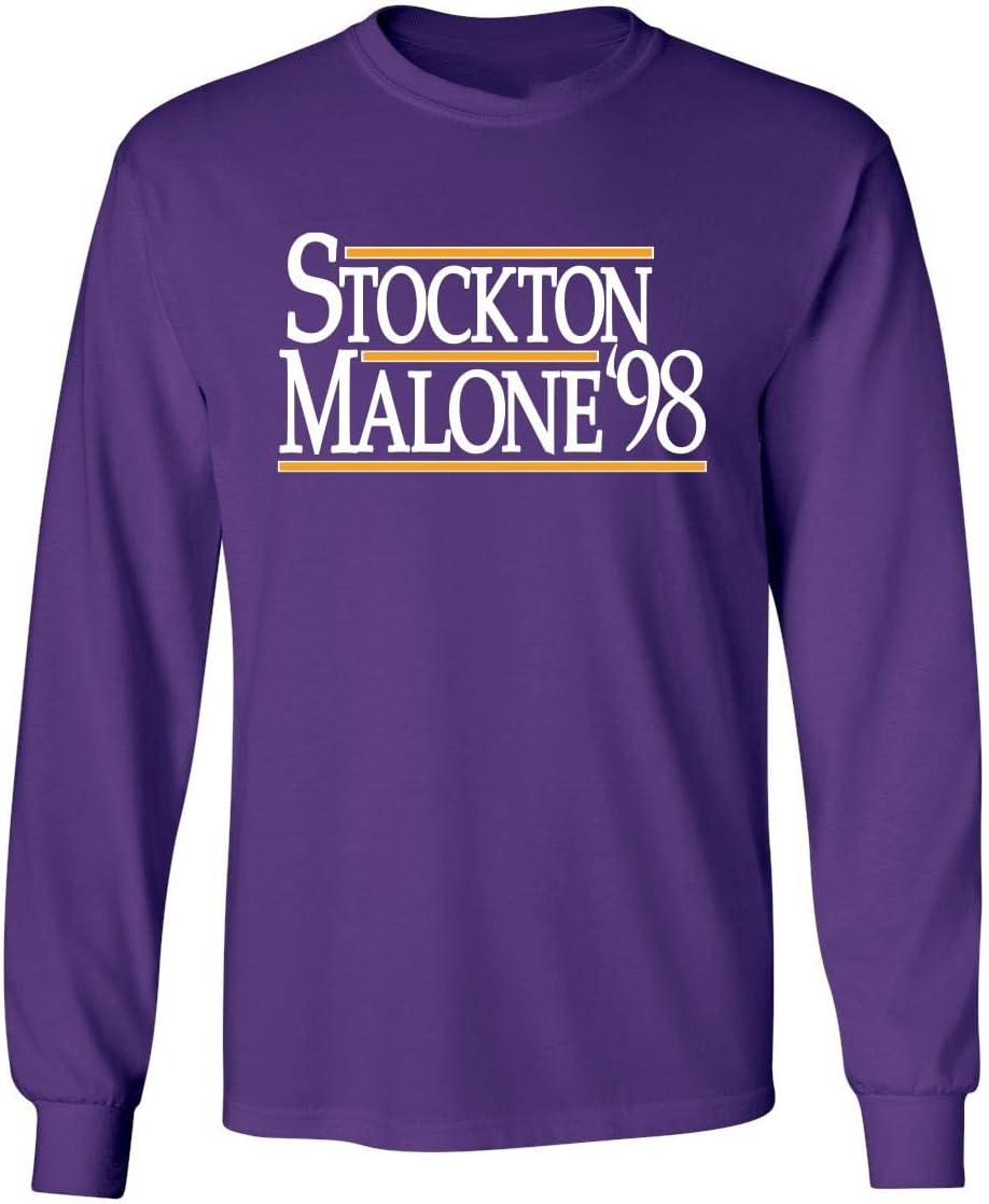 Long Sleeve Stockton Malone 1995 Utah Shirt T-Shirt Mens Long Sleeve