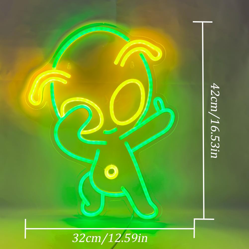 UExnkj-Y Alien Neon Sign, Alien Neon Lights for Wall Decor LED Signs Neon Lights USB Powered Neon Light for Game Room Bar - Image 3