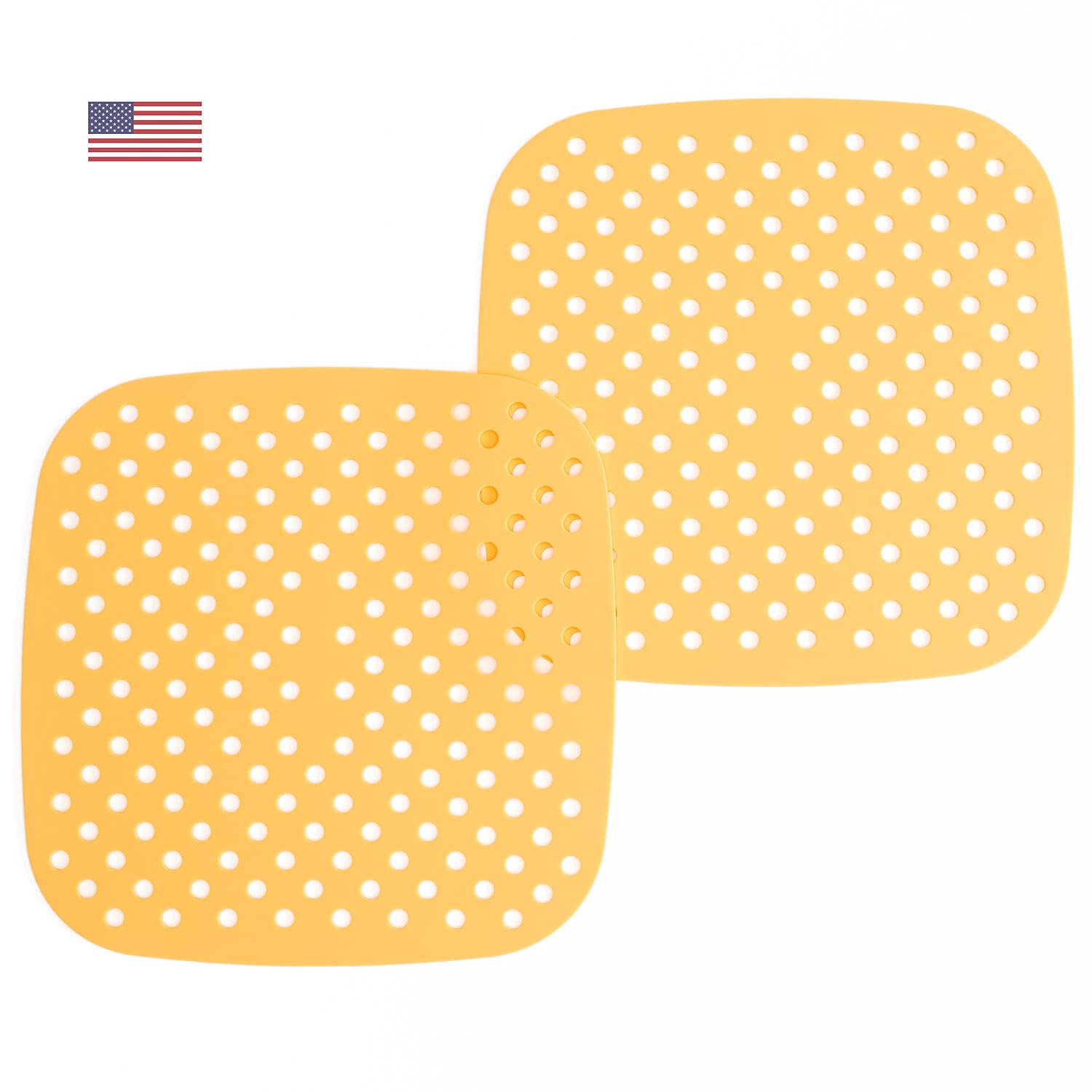 8.5” SQUARE Air Fryer Silicone Mat Liner (2 Pack) (FUZZY PEACH)