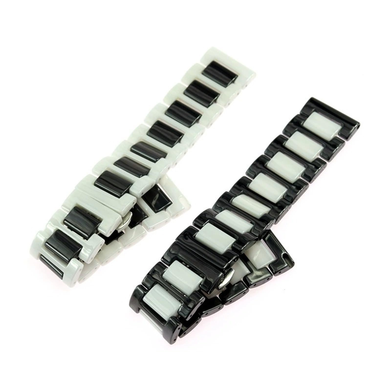 Bracelet de montre unisexe en céramique avec boucle en acier inoxydable à dégagement rapide 20 mm (blanc, 20 mm)