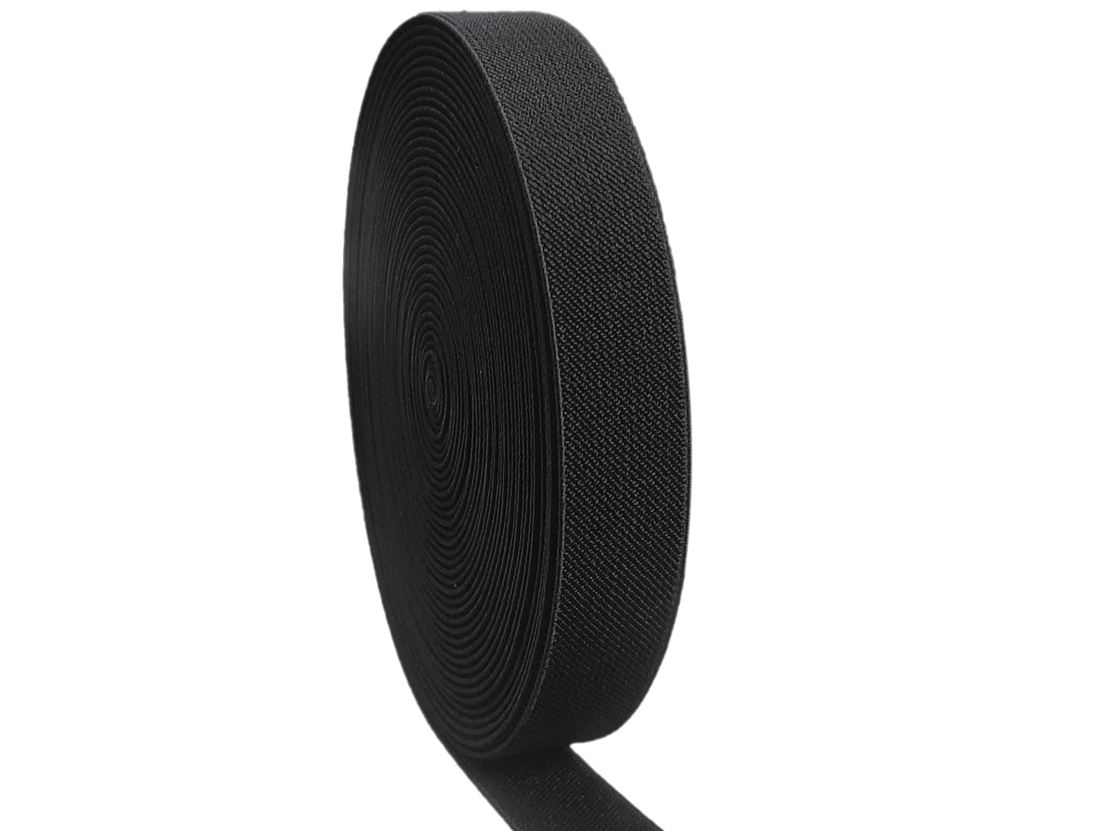 JESEP 1 inch 10 Yards Knit Elastic Band Black Double-Side Twill Woven Elastic Heavy Stretch Elastic Spool for Sewing Pants Waistband, Wigs, Skirts, Craft DIY Projects (Black)