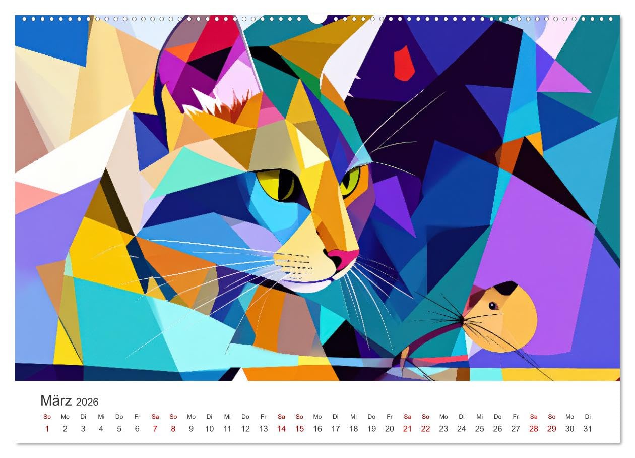 Kunst Katzen (Wandkalender 2026 DIN A2 quer), CALVENDO Monatskalender: Katzen in den verschiedensten Kunstepochen