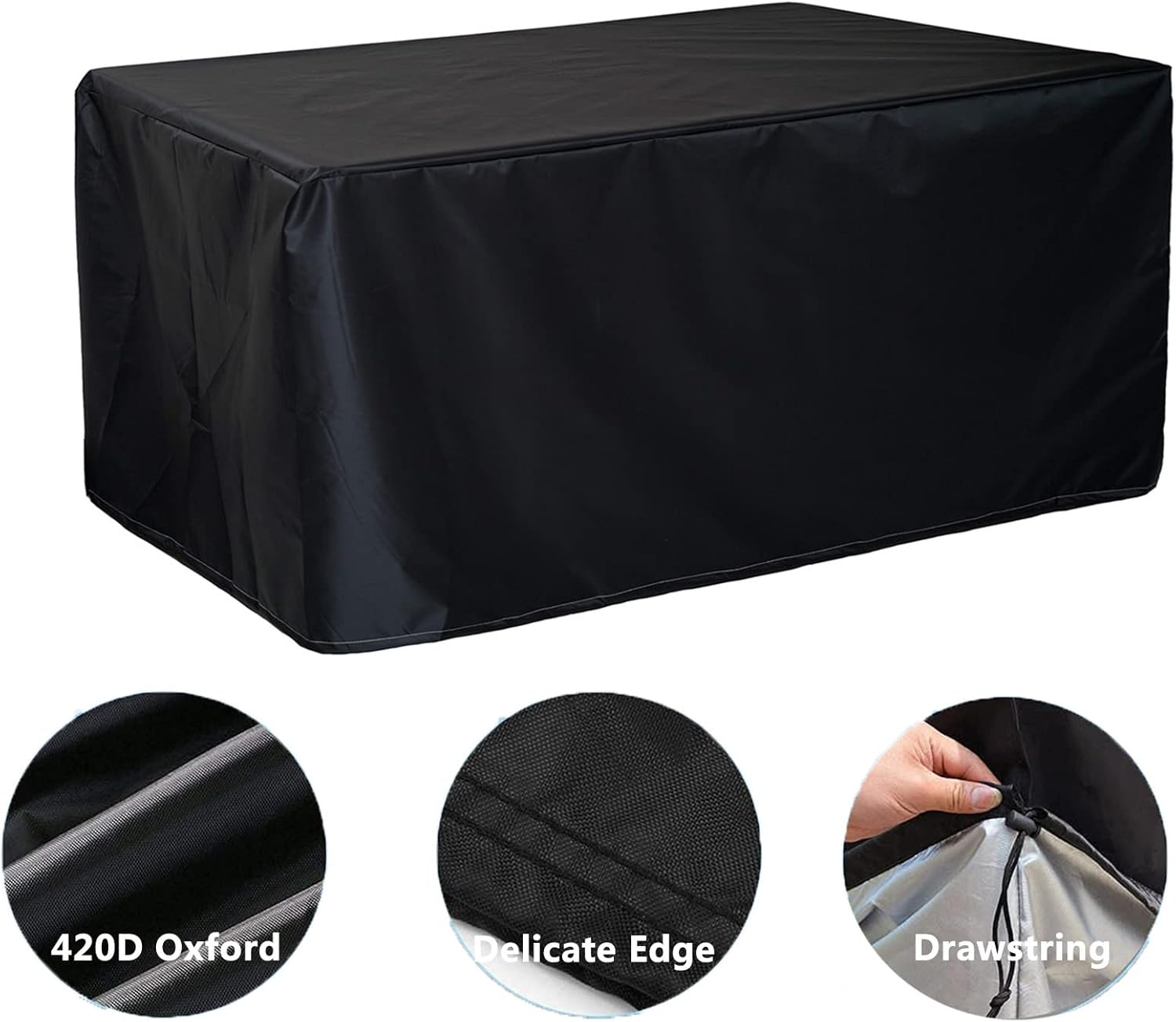 Garden Furniture Cover Square 48x24x36in, Waterproof, Windproof, Anti-Uv, Heavy Duty Rip Proof 420d Oxford Fabric Patio Set Cover, Garden Table Cover, Rectangular