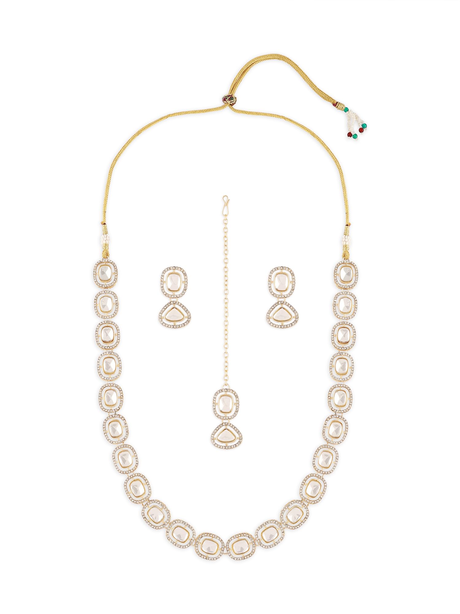 ZAVERI PEARLS Gold Tone Austrian Diamonds & Artificial Stones Choker Embellished Necklace & Maangtikka Set For Women-ZPFK17103 (B0CPXSSFML) Amazon Price History, Amazon Price Tracker