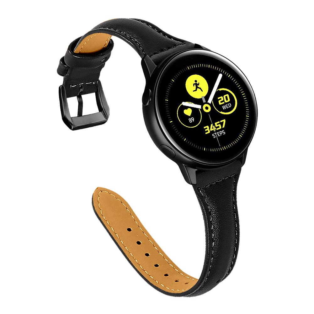 Joyozy Leather Band Compatible with Galaxy Watch Active(40mm)/2(40mm),(44mm),Woman Man 20mm Slim Leather Wristband Strap for Galaxy Watch 42mm/Samsung
