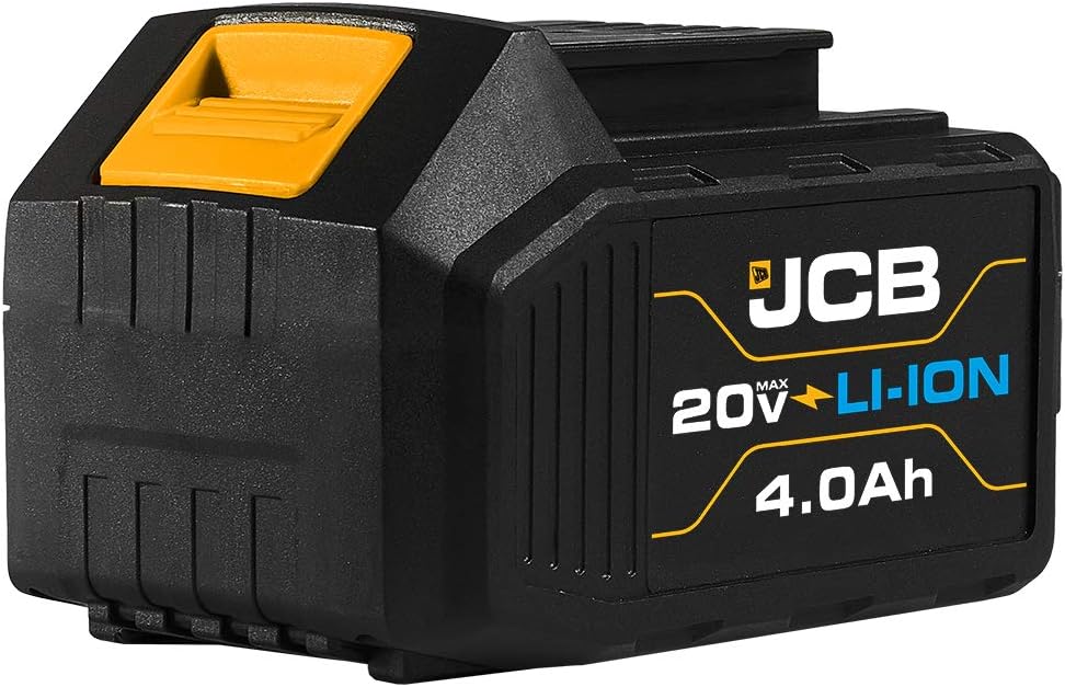 JCBTools - 20V Lithium-Ion Battery 4.0Ah With Charge Remaining Indicator - For JCB 20V Power Tools - Drill, Jigsaw, Recip Saw, Circular Saw, Multi Tool, Miter Saw, Angle Grinder, LED Work Light