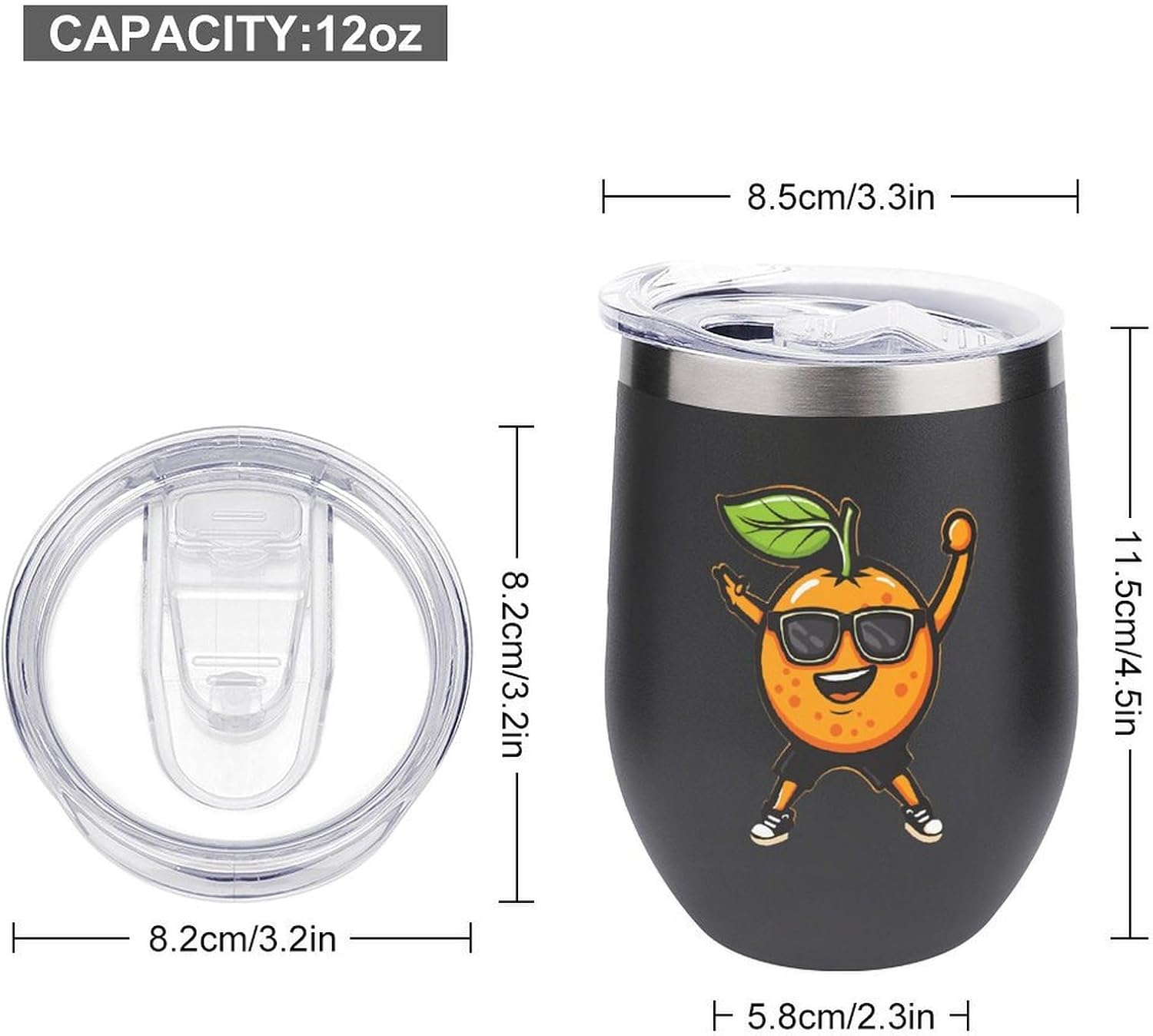 Doing Sports Orange Cute Stainless Steel Tumbler Lightweight Wine Tumbler 12 Oz Insulated Travel Cup with Lid for Home Office