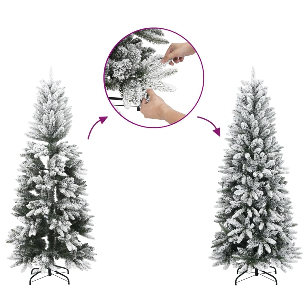 vidaXL Sapin de Noël Artificiel Mince avec Neige floquée 150 cm PVC/PE