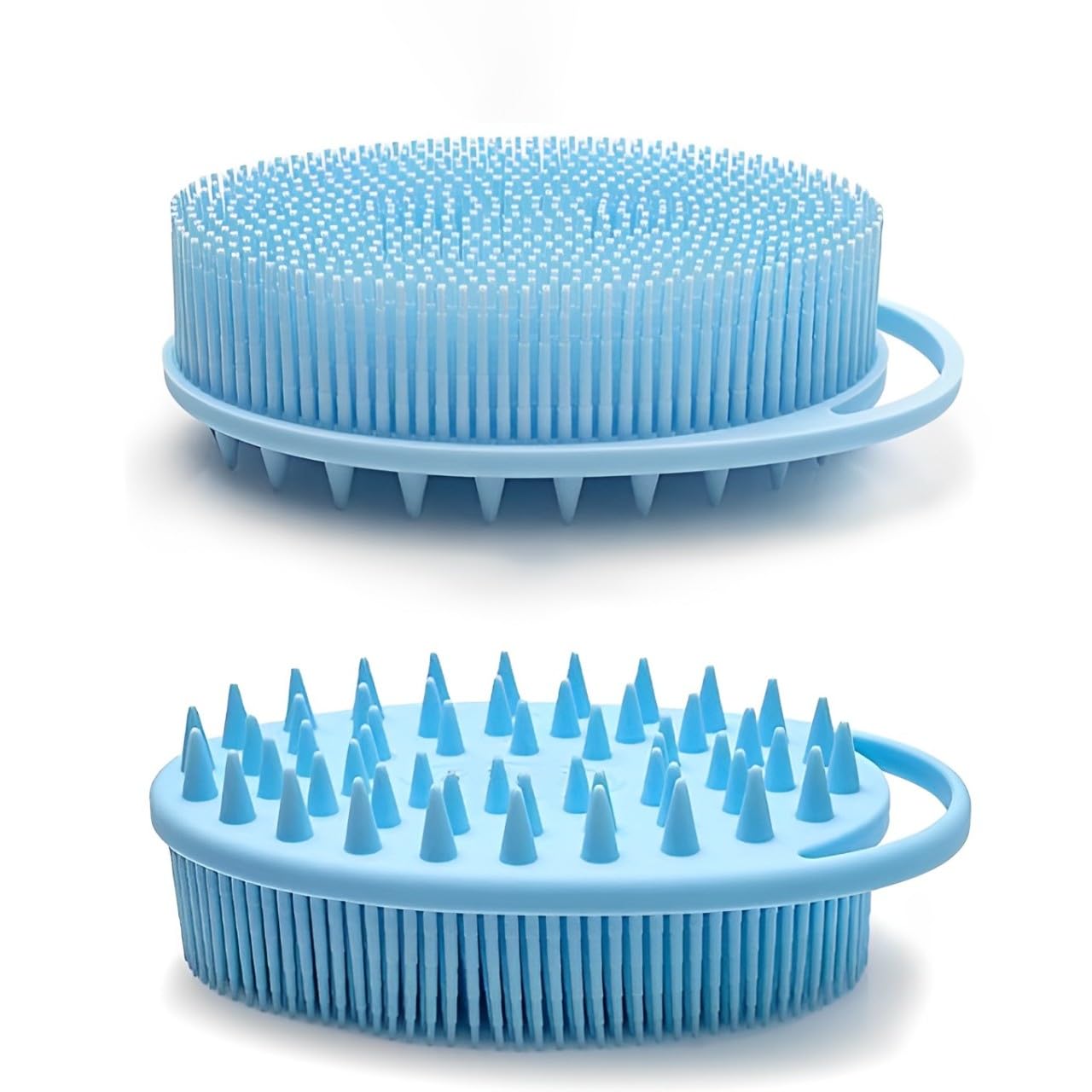 MOMISY Ultra Soft 2-in-1 Body & Shampoo Brush, Exfoliating Silicone Bath Scrubber, Premium Silicone Loofah, Scalp Massager (Blue)-image-5