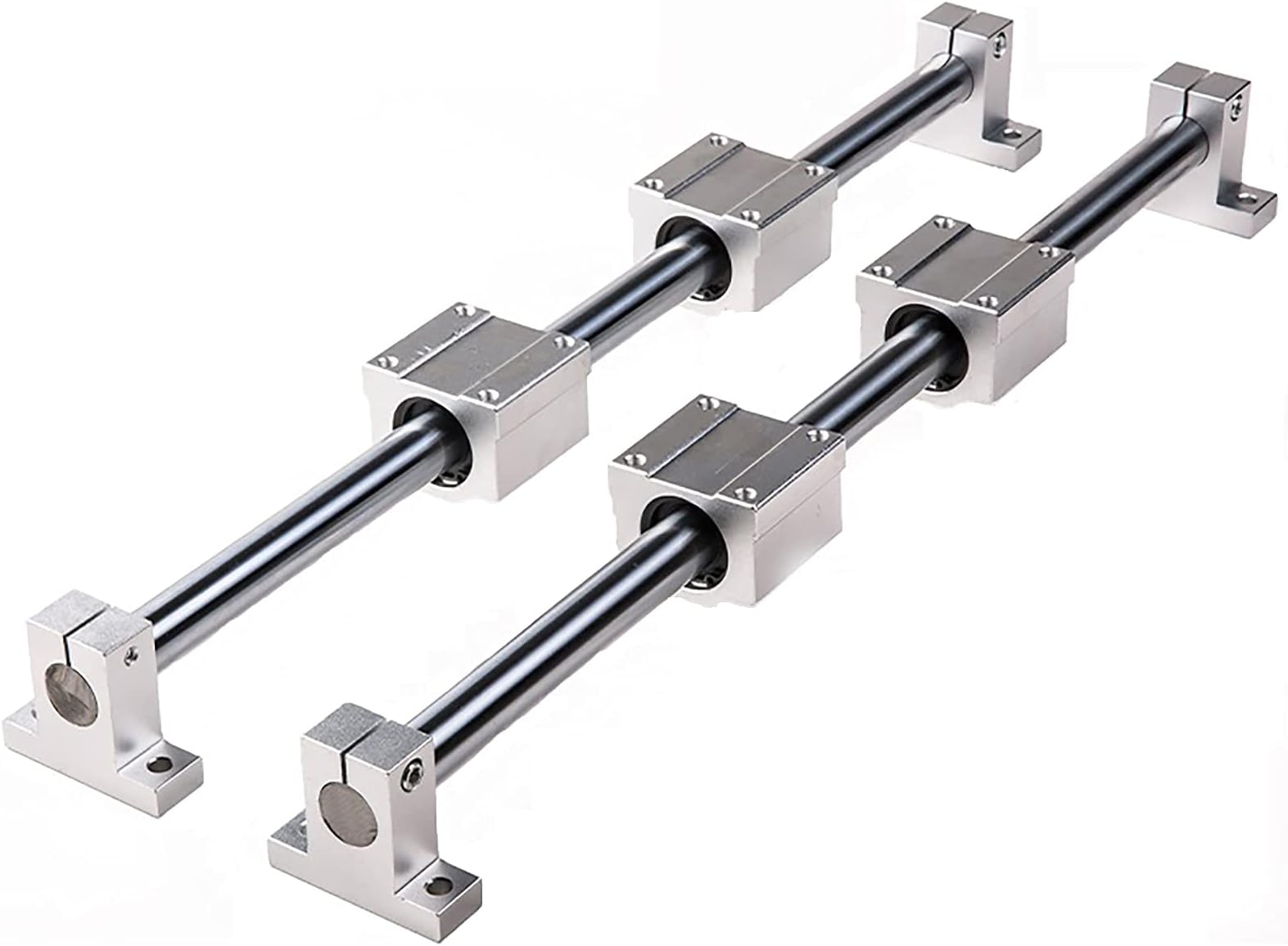 2Pcs Linear Motion Rod Shaft Slide Guide D 12mm x L 15.75 inch / 400mm + 4Pcs Block Bearings SCS12UU + 4Pcs Aluminum Rail Support SK12 Linear Motion Set Kit for 3D Printer, DIY, CNC