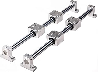 Mssoomm 2Pcs Linear Motion Rod Shaft Slide Guide D 20mm x L 19.69 inch / 500mm + 4Pcs Block Bearings SCS20UU + 4Pcs Aluminum Rail Support SK20 Linear Motion Set Kit for 3D Printer, DIY, CNC