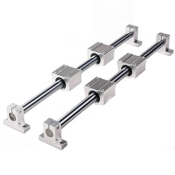 Mssoomm 2Pcs Linear Motion Rod Shaft Slide Guide D 20mm x L 48.03 inch / 1220mm + 4Pcs Block Bearings SCS20UU + 4Pcs Aluminum Rail Support SK20 Linear Motion Set Kit for 3D Printer, DIY, CNC
