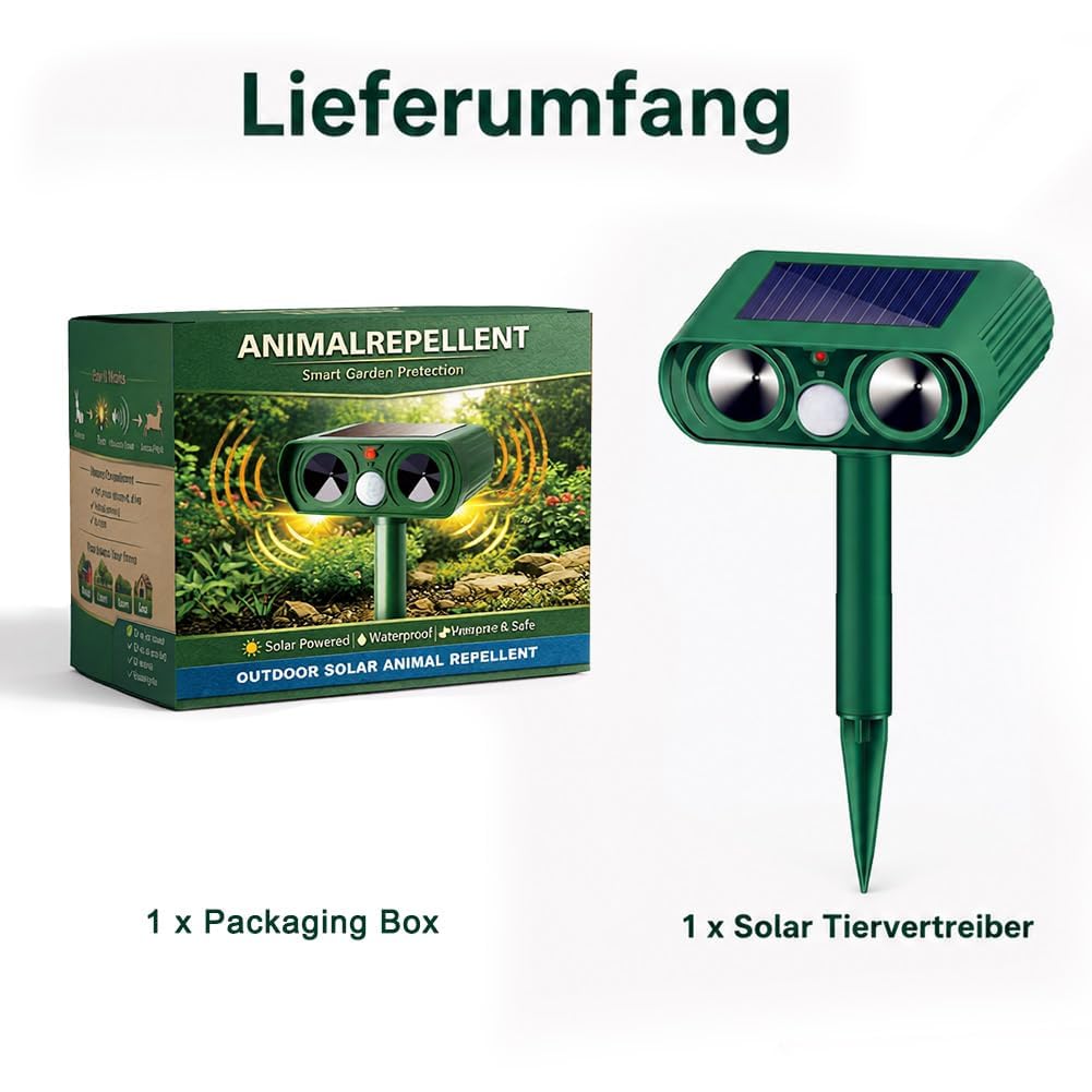 Solare Maulwurf Vertreiber con luci LED lampeggianti, repellente per talpe ad ultrasuoni per giardino e uso esterno, repellente impermeabile per animali per talpe, ratti, uccelli, scoiattoli soluzione