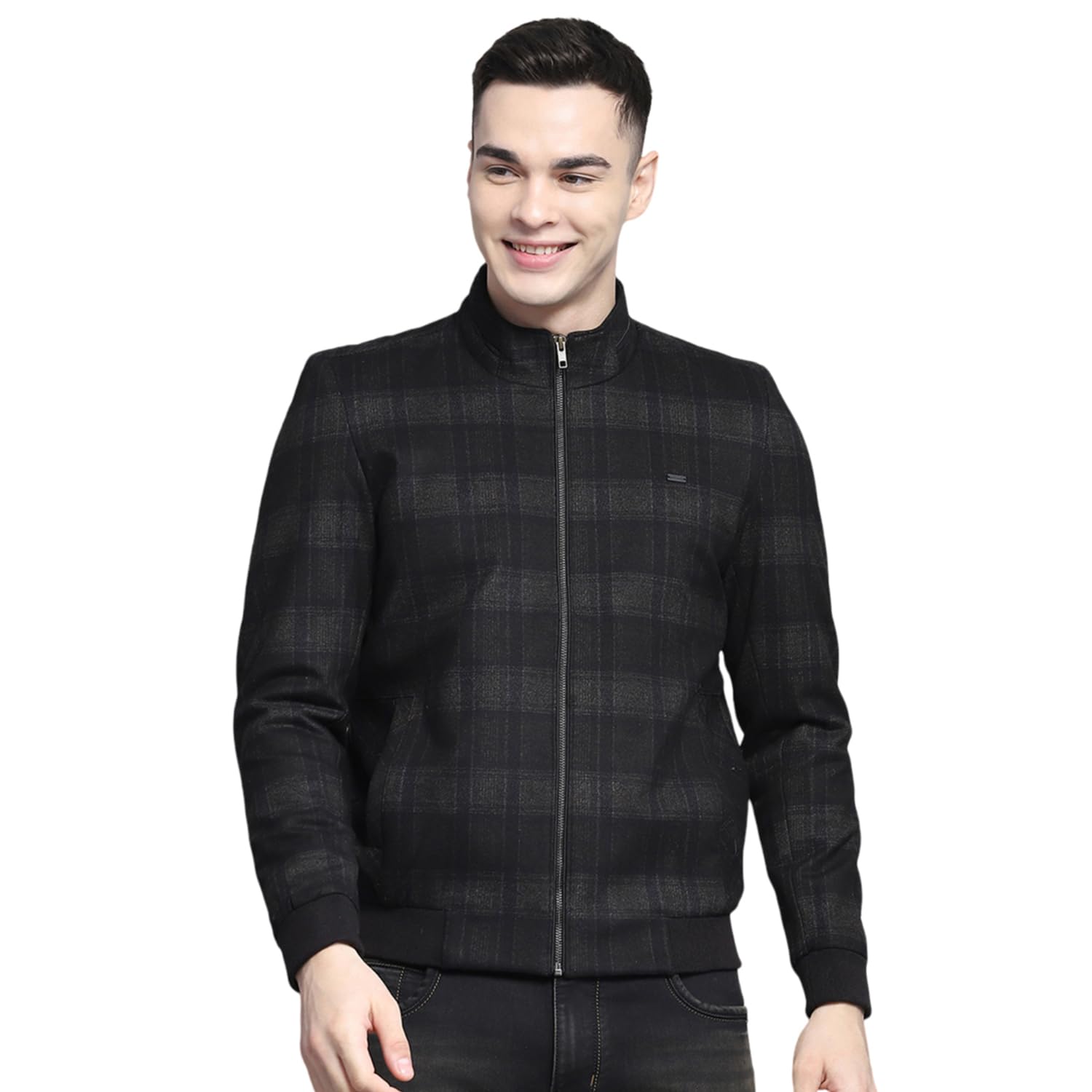 monte carlo Mens Solid Black Mock Neck Full Sleeve Jacket-picture-30