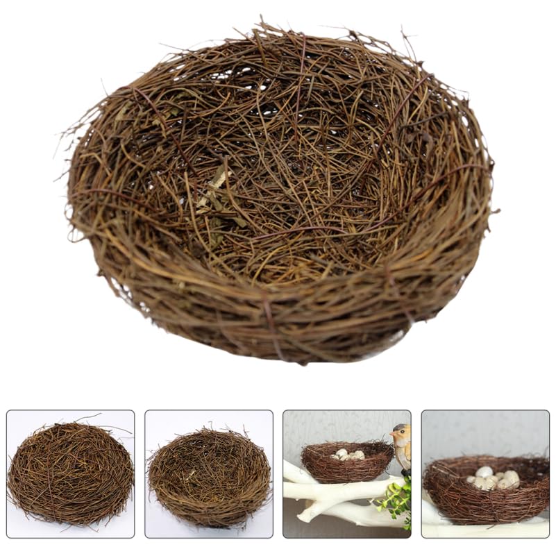 Image of 6-Pack Decorative Bird Nest Ornaments Rattan Bird Nest Decor Craft for Home Garden Cage Accessories Photo Props 4.72 X 4.72 X 1.77 in