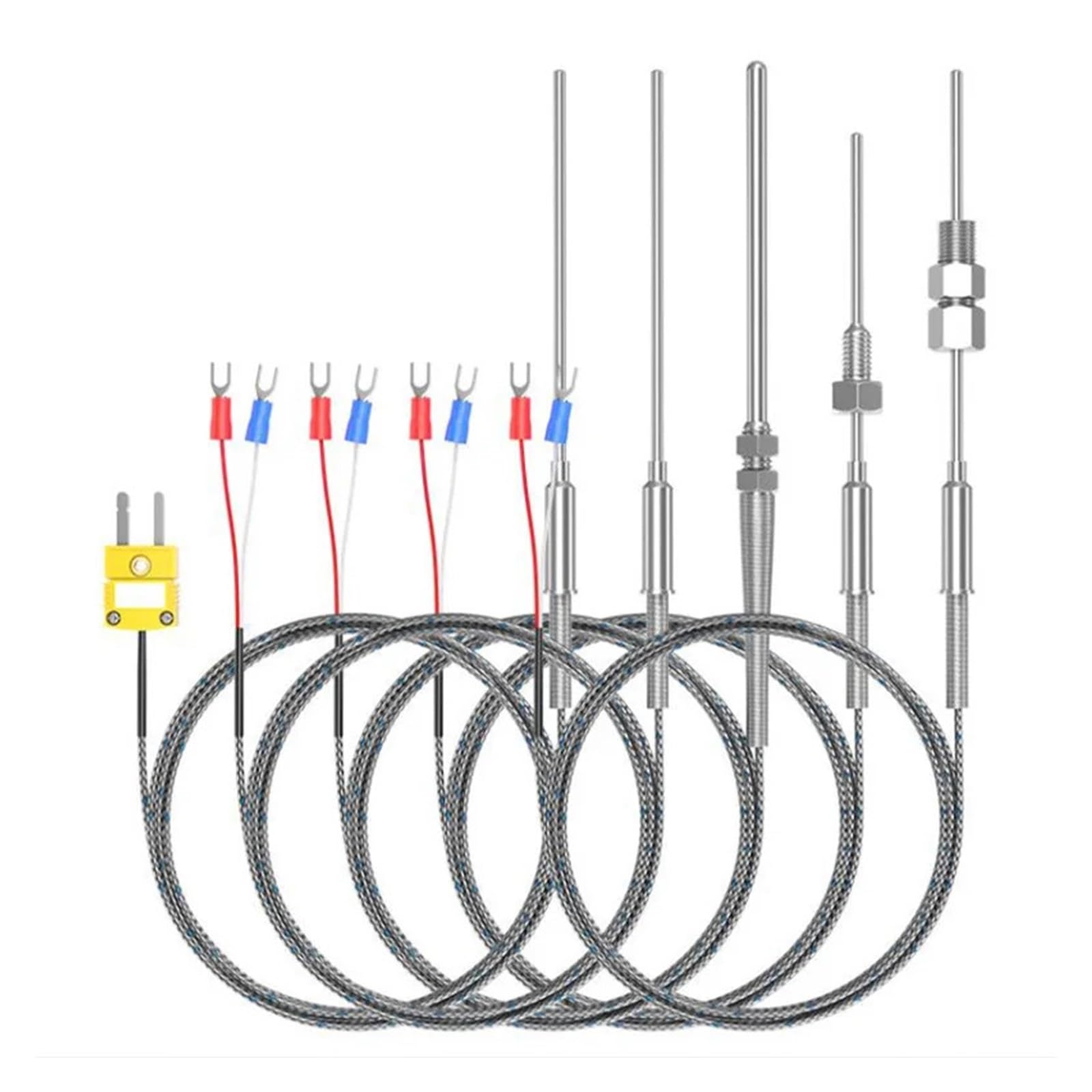 Sensor de temperatura de acero inoxidable termopar Sensor de temperatura de WRNK-191 termopar blindado tipo FS 1100 ℃ K 1mm 1,5mm 2mm 3mm 4mm 5mm 6mm Sonda de temperatura de termopar(Probe diam 0.5X10