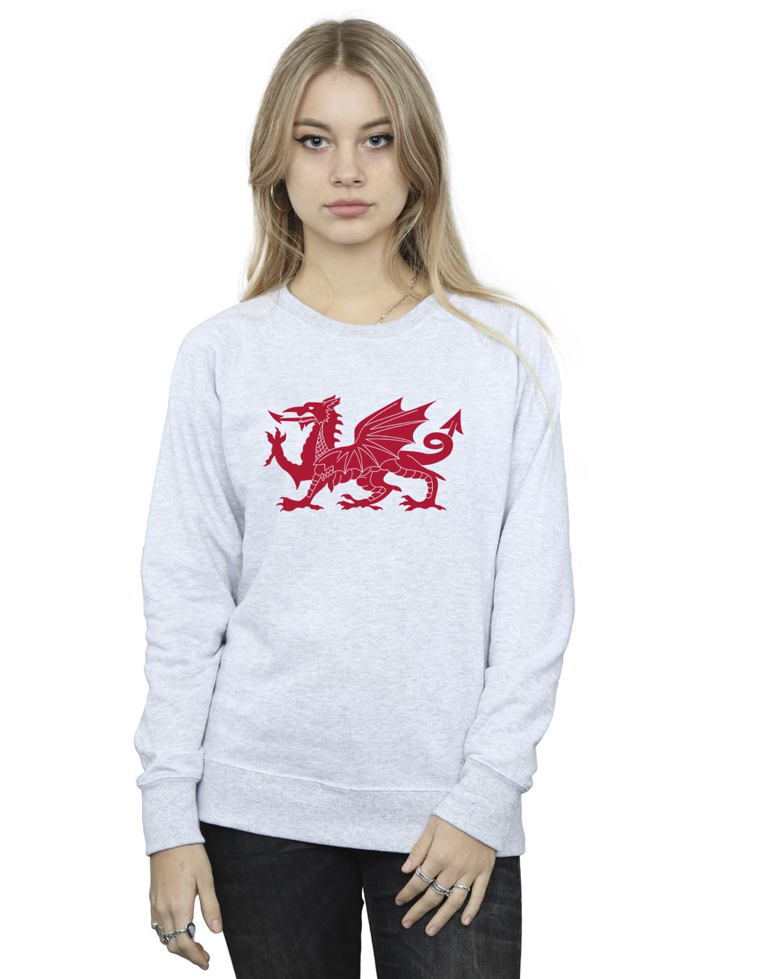 St David's Day Women's Welsh Dragon Sweatshirt Sport Grey Small