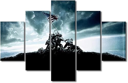 TUMOVO Cuadros en lienzo con bandera de Estados Unidos, bandera de Estados Unidos, la Segunda Guerra Mundial, arte de pared para dormitorio,