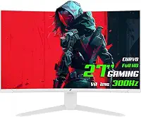 Monitor Gamer SuperFrame UltraX, 27 Pol, Curvo, Full HD, Fast VA, 1ms, 300Hz, FreeSync/G-Sync, HDMI/DP, Branco