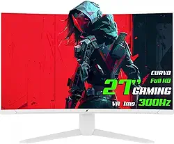 Monitor Gamer SuperFrame UltraX, 27 Pol, Curvo, Full HD, Fast VA, 1ms, 300Hz, FreeSync/G-Sync, HDMI/DP, Branco