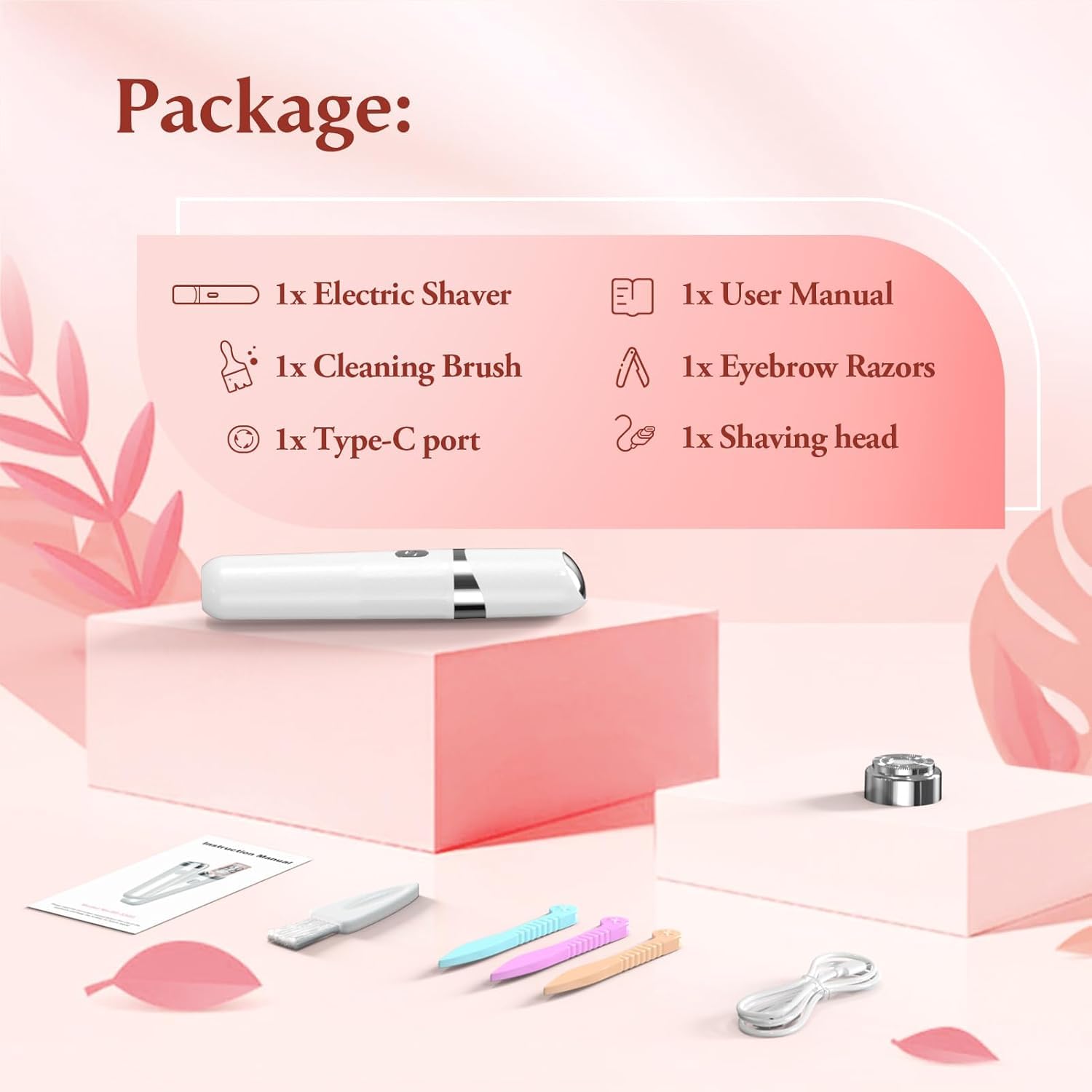 Epilierer damen gesicht,2 in 1 Gesichtshaarentferner für Frauen,USB Elektrischer Gesichts Epilierer,mit LED-Licht und 2 Ersatzköpfen,Gerät, schmerzloser Damenrasierer für Körper,Wangen,Kinn,Arme