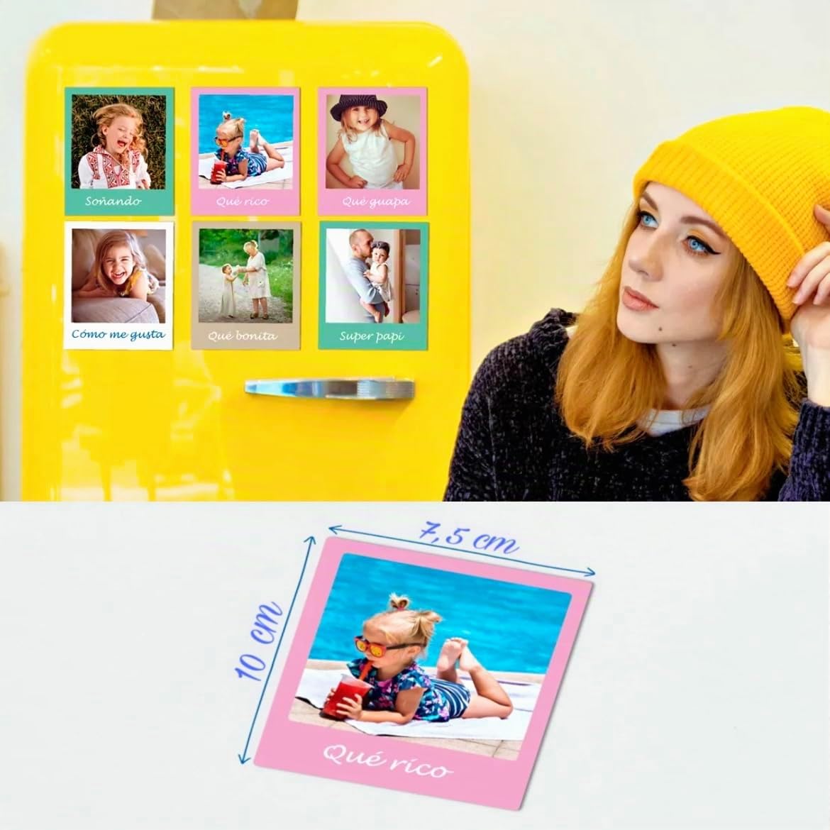 Tus Fotos en IMAN para Nevera Estilo Polaroid 10x7,5 cm -Pack 12- Imanes Flexibles