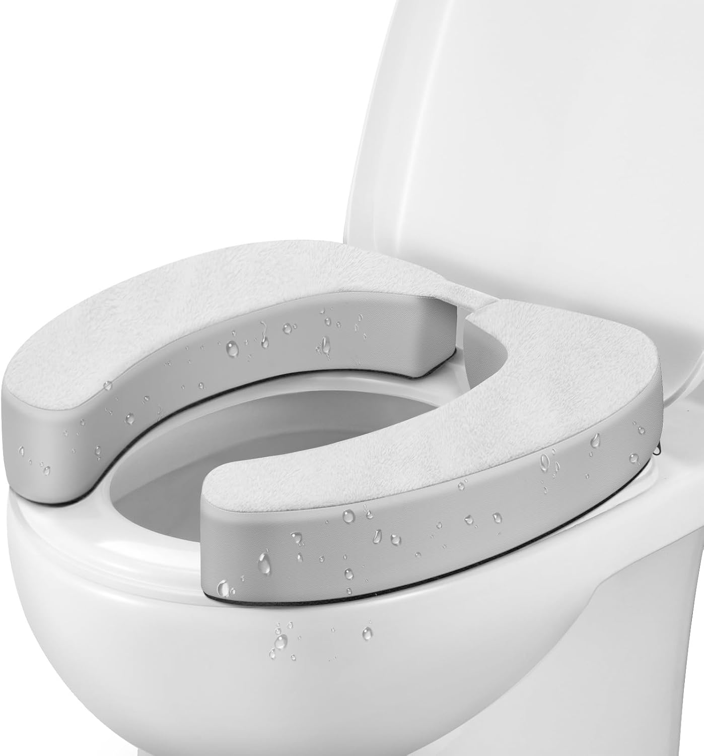 ONLYCARE Toilet Seat Risers for Seniors, 2 inches，Soft Toilet Seat Cushion with Velcro, Foam Toilet Seat Fit Round & Elongated, Suitable for Pregnant, Recovering from Surgery, Elder
