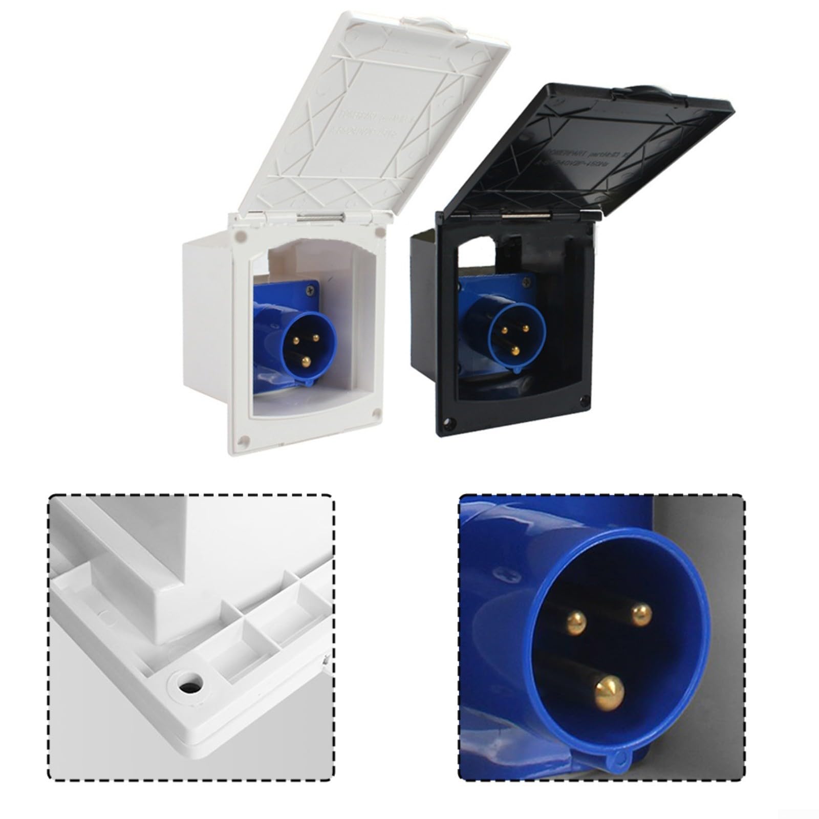 Enchufe de alimentación para caravana RV Camper IP44 impermeable caja de enchufe externo 220V-250V 16A toma de corriente con cubierta protectora para caravana, remolque, casa móvil, instalación al