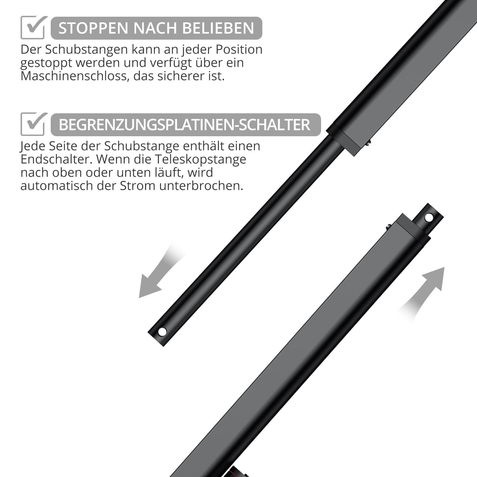 Justech Linear Actuator 300mm 1500N IP65 12V DC Motor